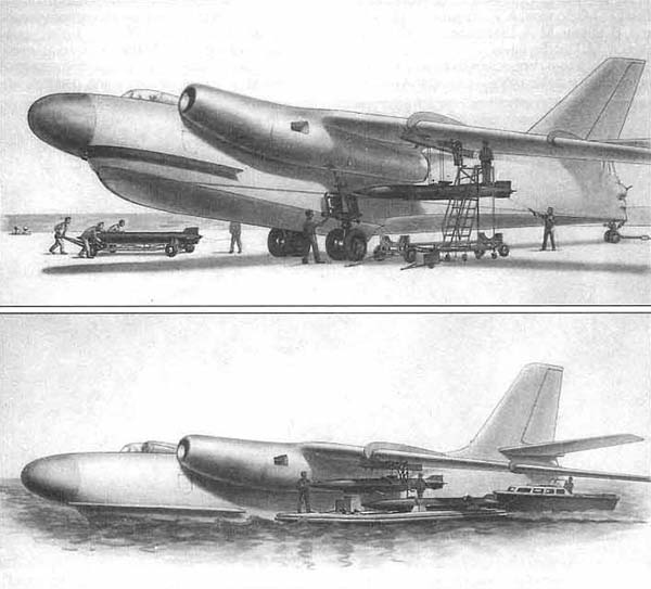 Снаряжение Бе-10Н ракетами на земле и на плаву