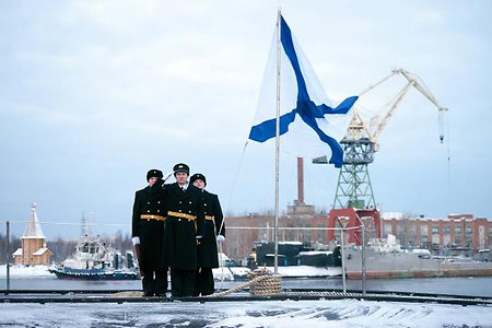 Андреевский флаг поднят над подлодкой проекта «Борей»