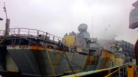 На Украине попытались запустить ракетный крейсер (фото)