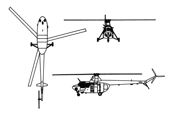 Ми-1 в трех проекциях